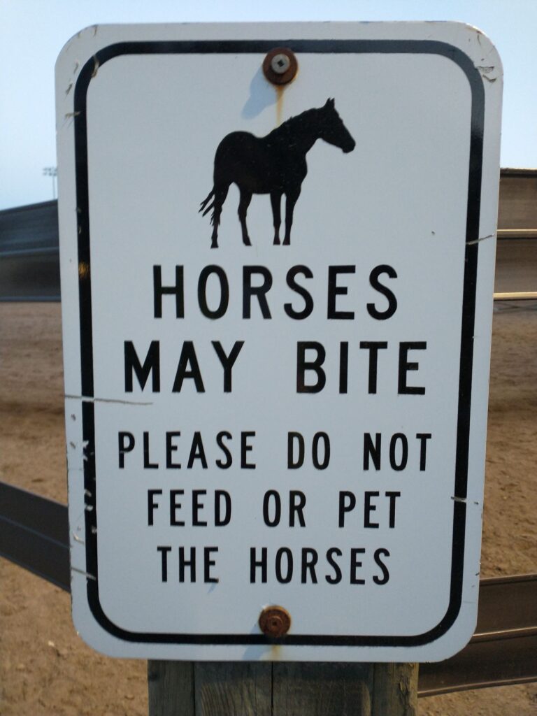 sign warning horses may bite